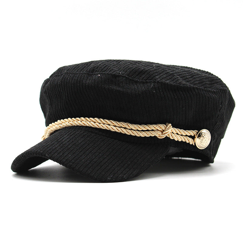 Solid Color Corduroy Octagonal Hat for Men and Women