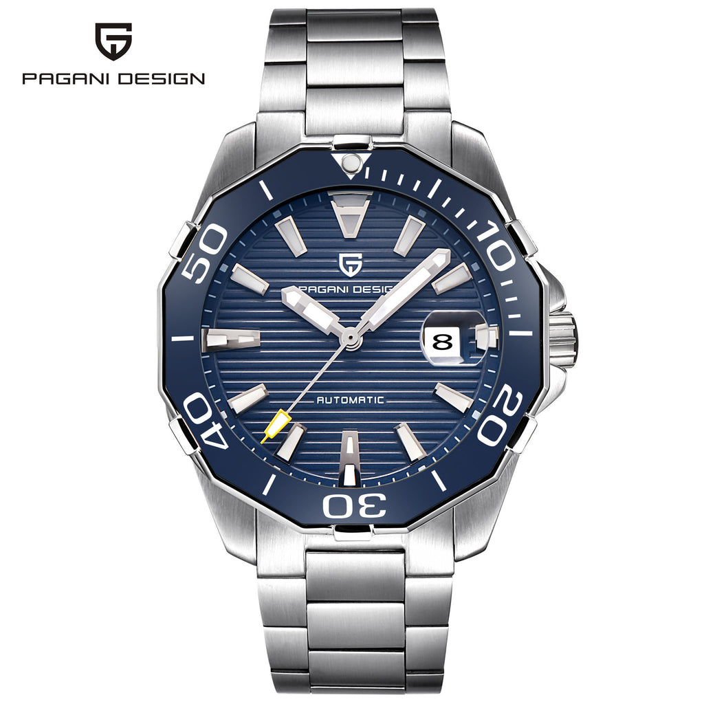 Men's Multifunctional Round Steel Watch with Steel Band