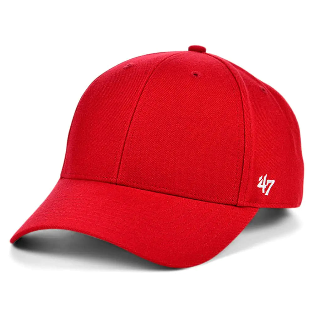 47 Blank Classic MVP Cap Adjustable Plain Structured Hat for Men and Women – Red