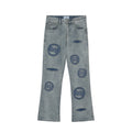 Men's Distressed Washed Embroidered Loose Jeans
