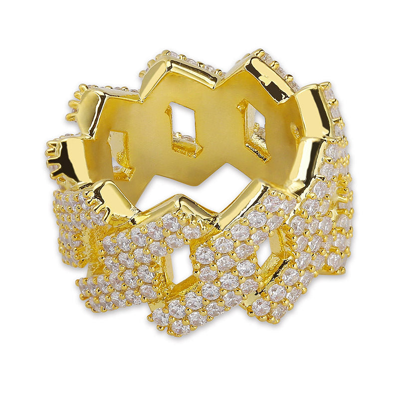 Men's Diamond Hip-Hop Ring with Zircon Stones