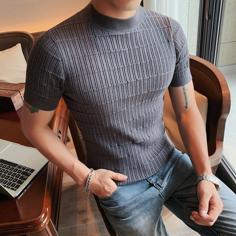 Summer New Men's Casual Striped Knit T-Shirt