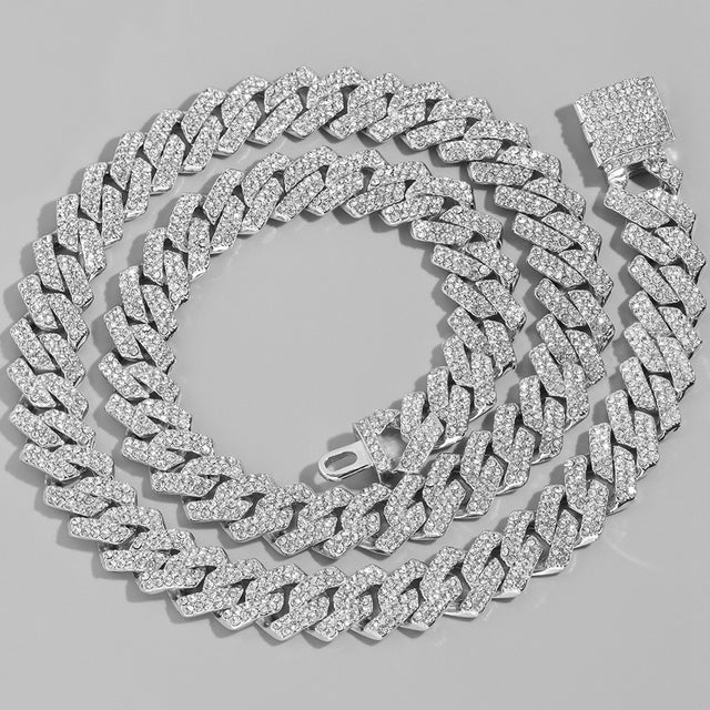 Unisex Zircon Hip Hop Cuban Chain Necklace for Dating