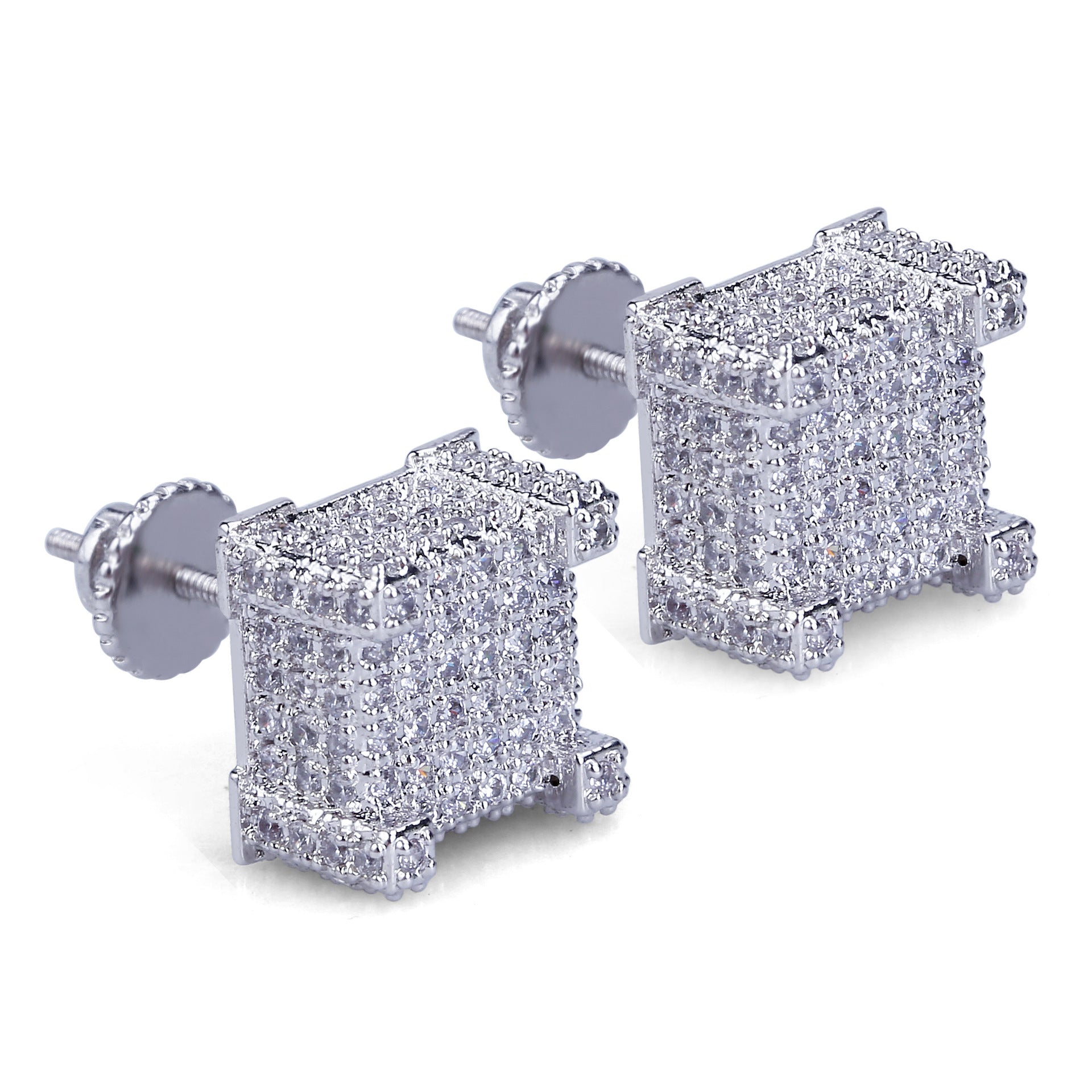 Hip Hop Men's 925 Silver Earrings with Zircon Stones