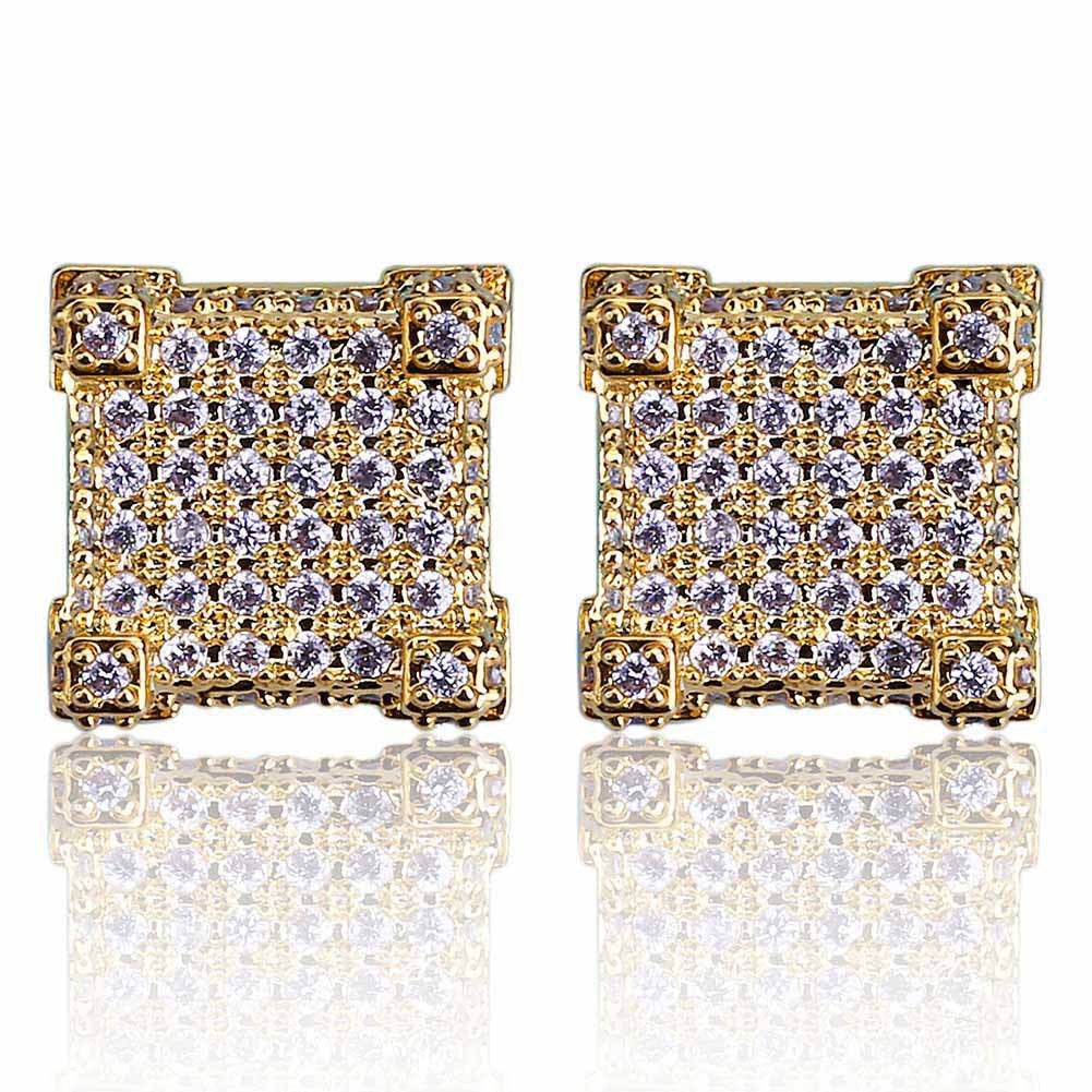 Hip Hop Men's 925 Silver Earrings with Zircon Stones