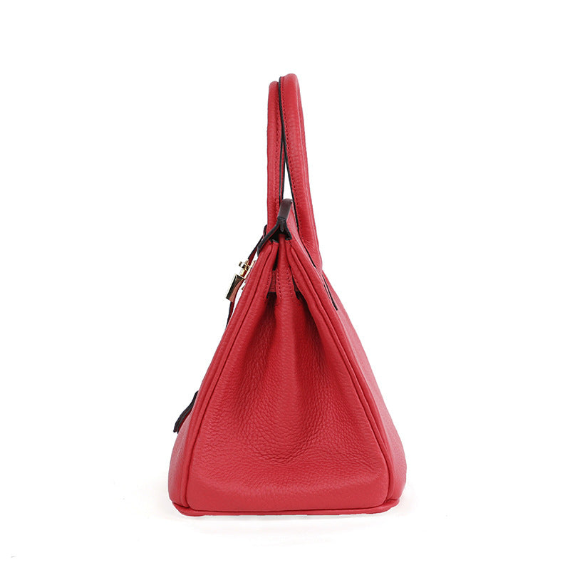 Platinum Lychee Cowhide Handbag