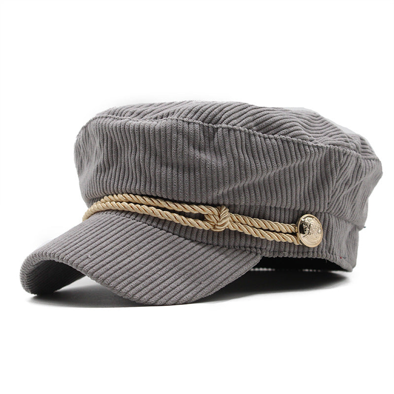Solid Color Corduroy Octagonal Hat for Men and Women