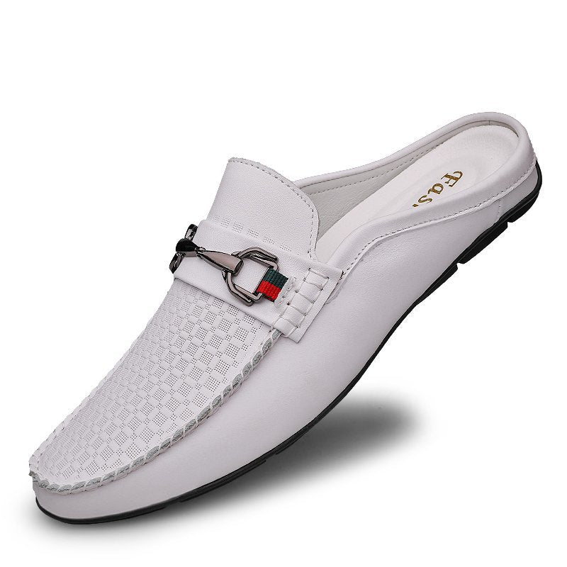 Men's Casual Leather Slip-on Half-slippers