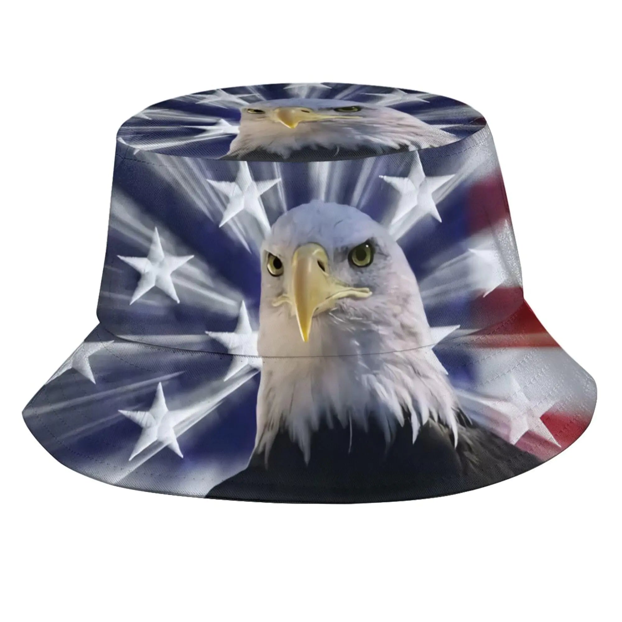 Bucket Hat Bald Eagle and American Flag Fisherman Hat for  Men USA Flag Patriotic Hat Summer Outdoor Beach Hat Packable Sun Cap for Travel Hiking