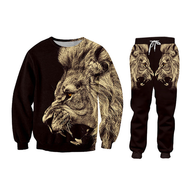 Casual Men's Tracksuit with Hoodie and Printed Pants