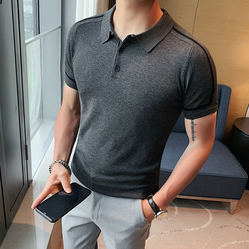 Men's Summer Striped Polo Shirt - Casual Knit Top