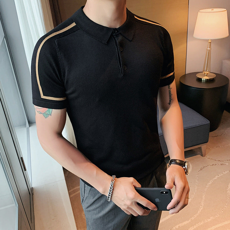 Men's Summer Striped Polo Shirt - Casual Knit Top