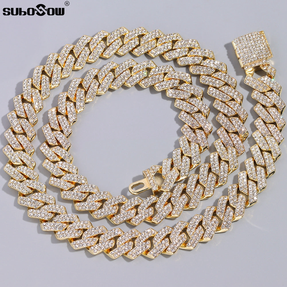 Unisex Zircon Hip Hop Cuban Chain Necklace for Dating
