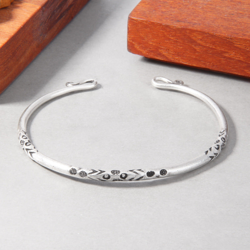 Handmade Silver Bracelet in Retro Ethnic Style