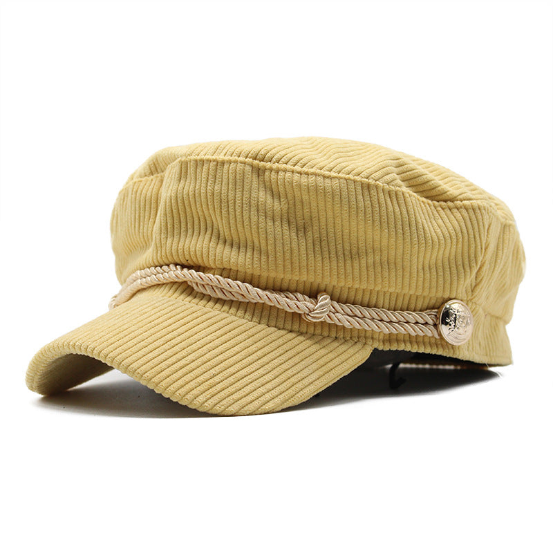 Solid Color Corduroy Octagonal Hat for Men and Women