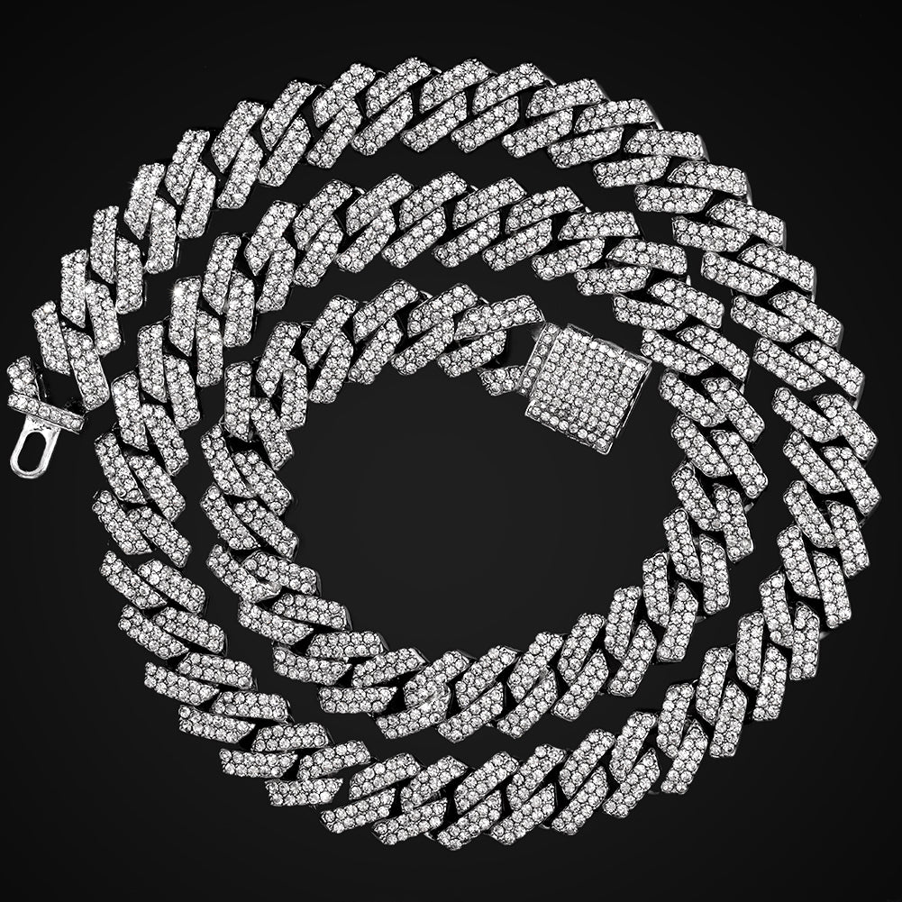 Unisex Zircon Hip Hop Cuban Chain Necklace for Dating