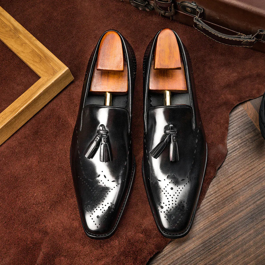 Fringed Cowhide Business Shoes for Men