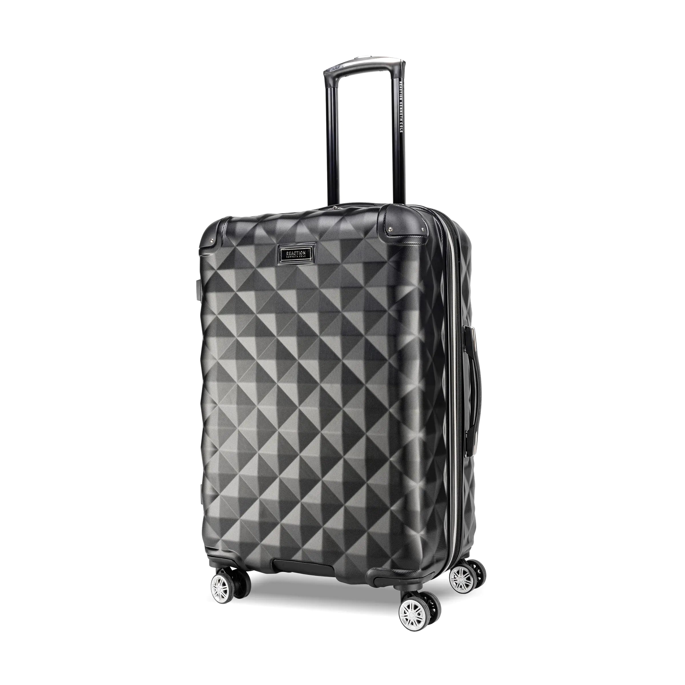 Kenneth Cole REACTION Diamond Tower Collection Lightweight Hardside Expandable 8-Wheel Spinner Travel Luggage Black 24-Inch Checked