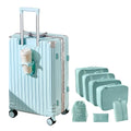 Aluminum Frame Carry-on Luggage Hardside Carry-on Suitcase Zipperless Suitcase Spinner Luggage with Cup Holder and TSA Locks (Blue + Organizer Bags Carry-On 20-Inch)