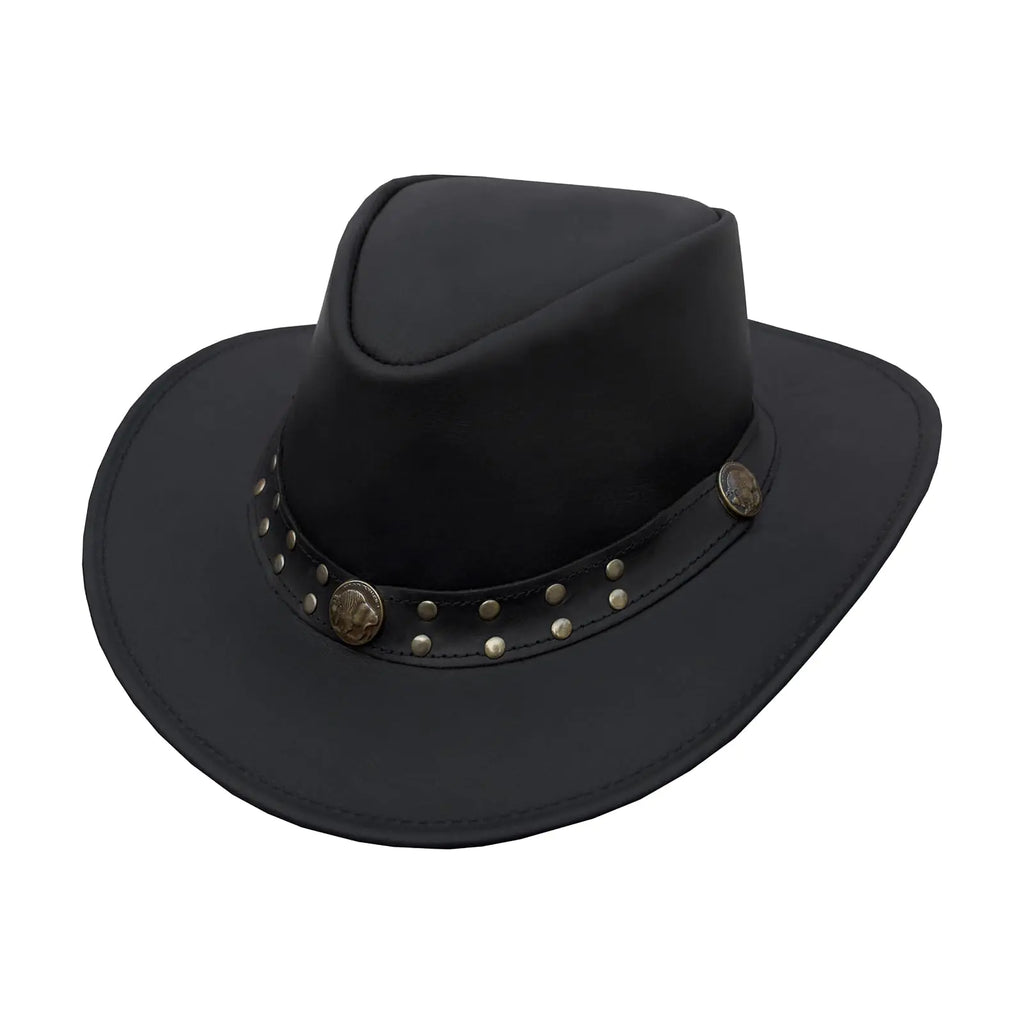 GARGOYLE BELLS Brown Leather Cowboy Western Hat for Men