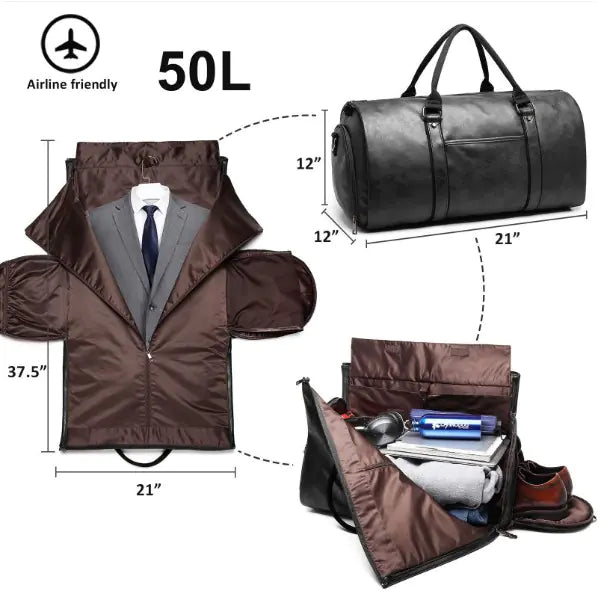 Geestock PU Leather Garment Travel Bag