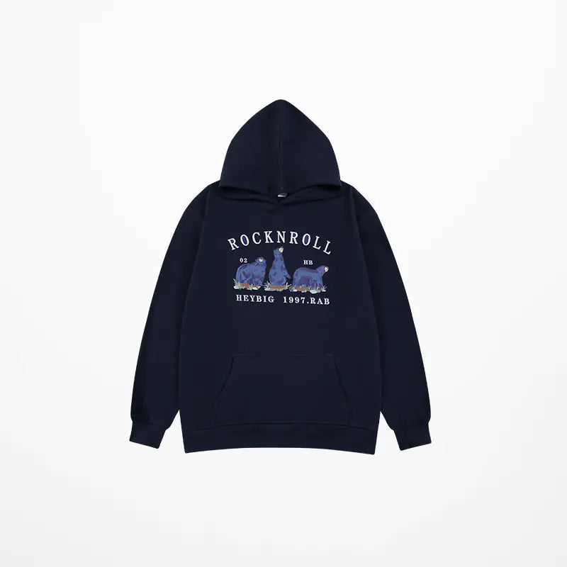 Retro Loose Plush American Hoodie for Men