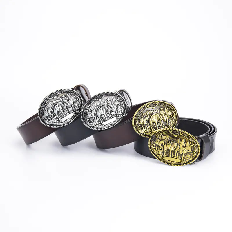 Retro Punk Leather Belt for Men - Western Style Gift