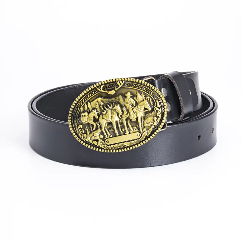 Retro Punk Leather Belt for Men - Western Style Gift