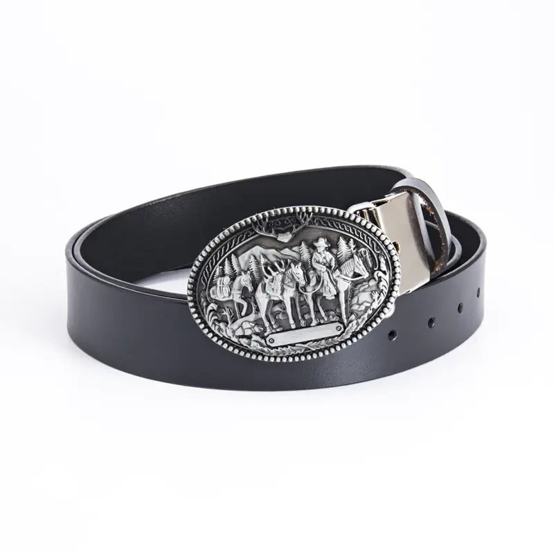 Retro Punk Leather Belt for Men - Western Style Gift