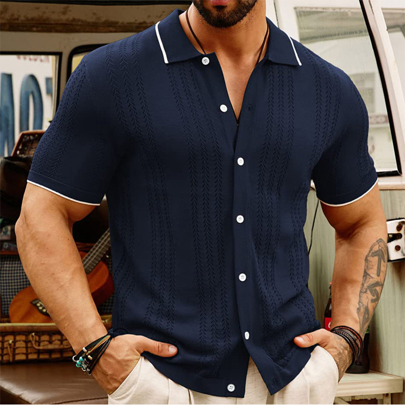 Men's Summer Polo Shirt – Button Lapel Top