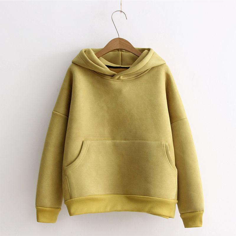 Suede Pullover Hoodie with Hood