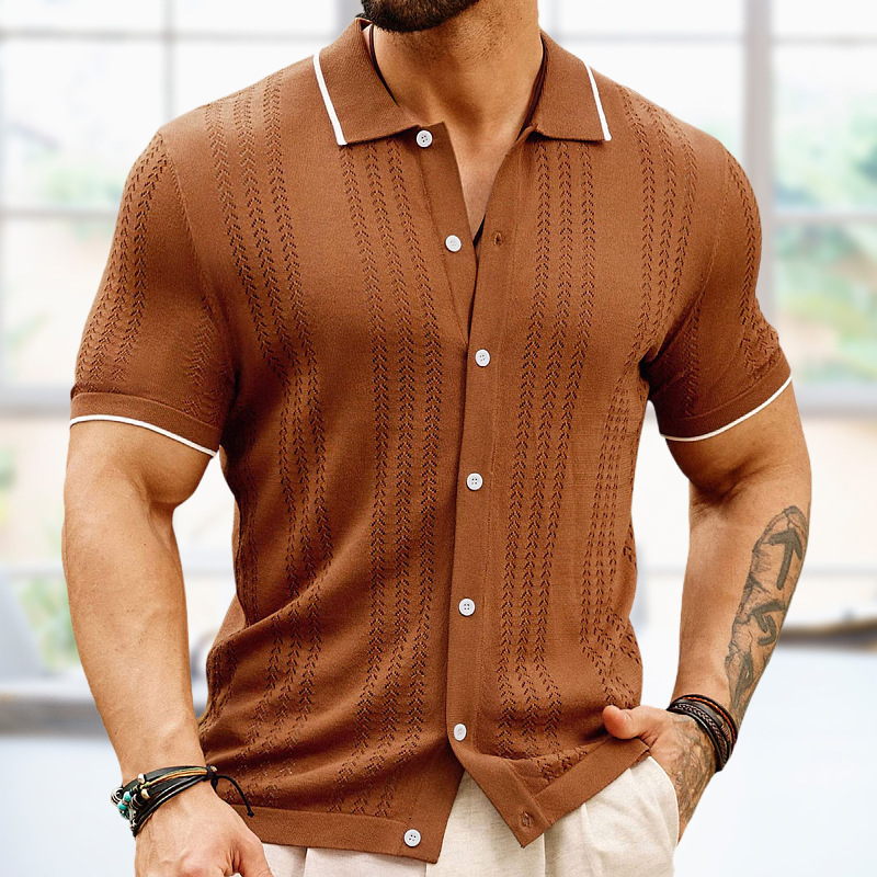 Men's Summer Polo Shirt – Button Lapel Top