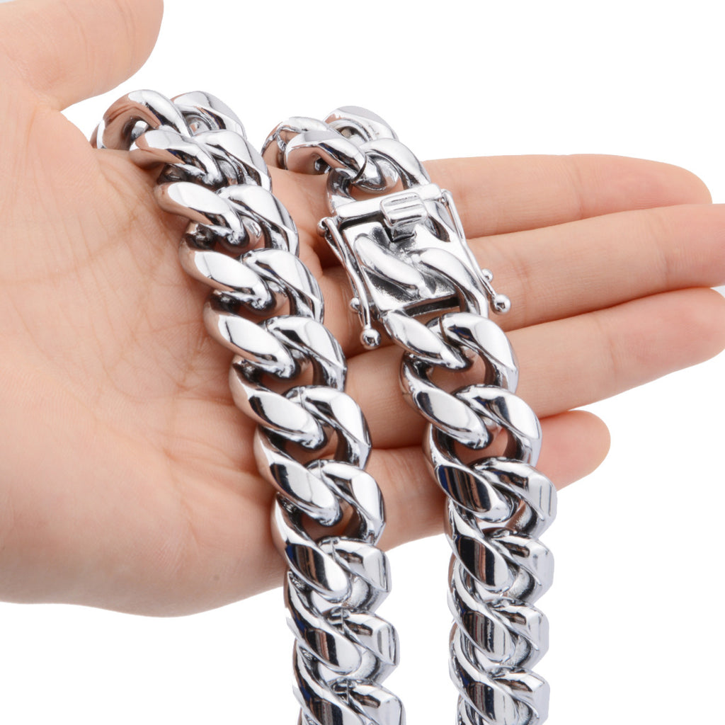 Men's Cuban Link Necklace with Dragon Head Clasp