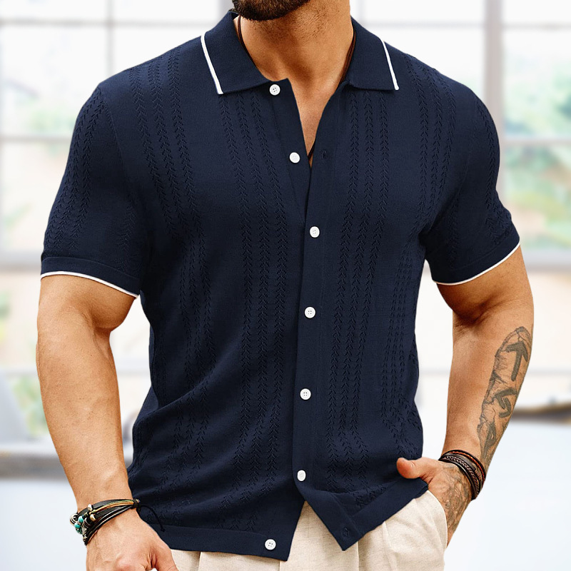 Men's Summer Polo Shirt – Button Lapel Top