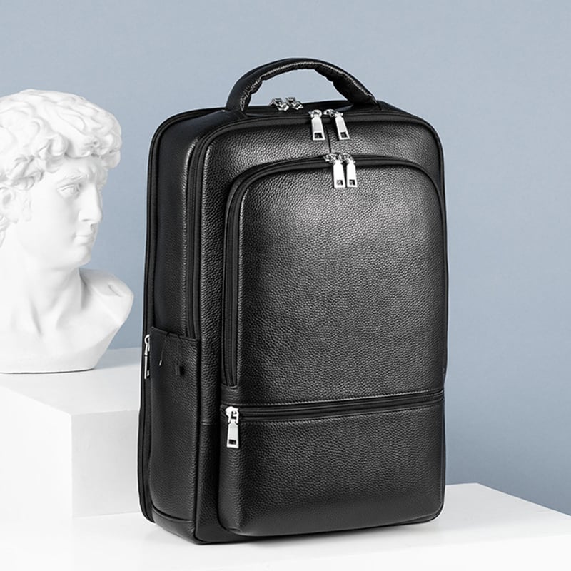 Multifunctional USB Leather Backpack for Business Men