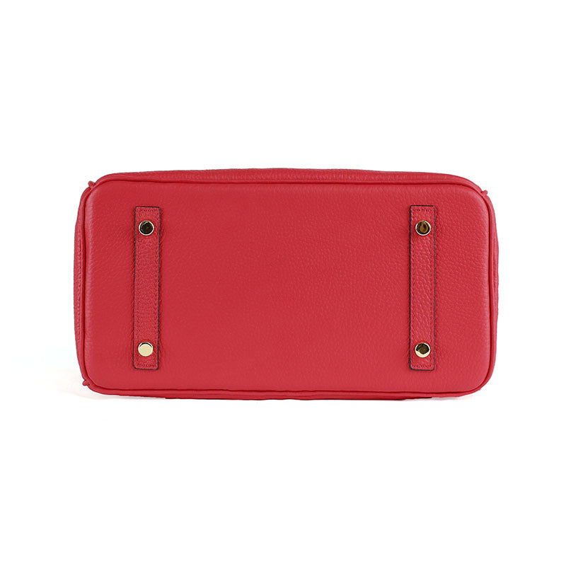 Platinum Lychee Cowhide Handbag