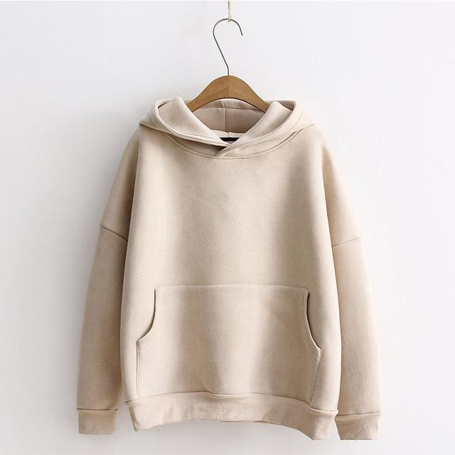 Suede Pullover Hoodie with Hood