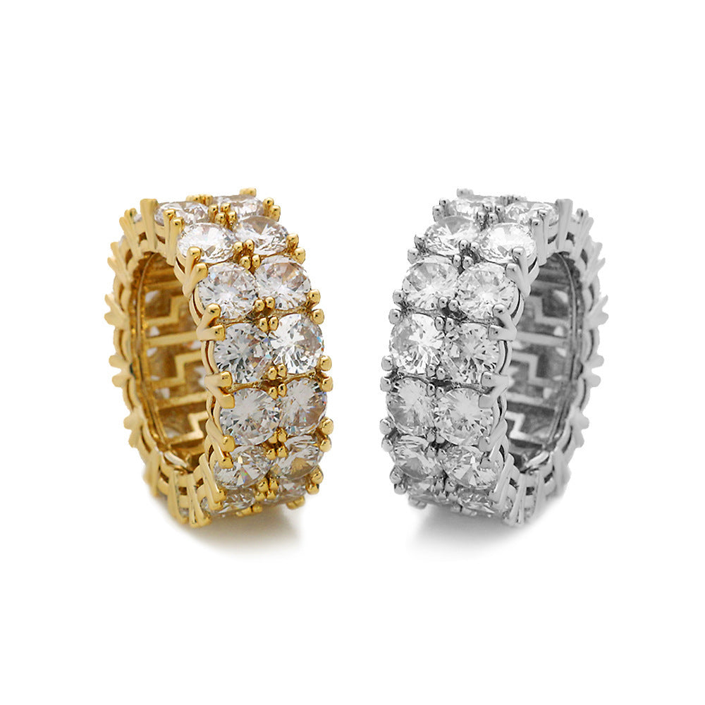 Hip Hop Men's Gold Ring with Zircon Stones