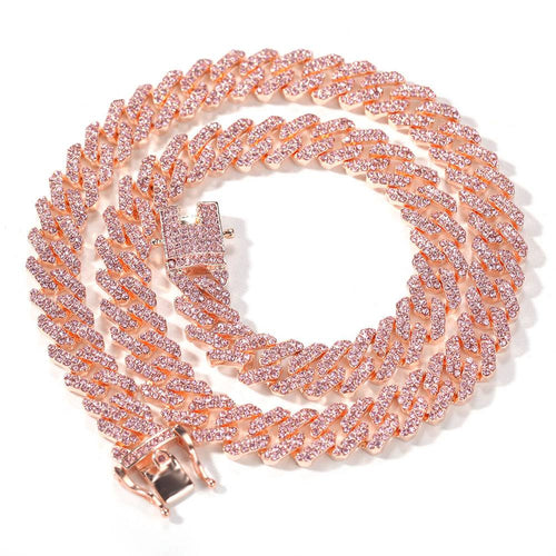 9mm Single Row Zircon Cuban Chain Hip Hop Necklace