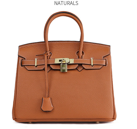 Platinum Lychee Cowhide Handbag