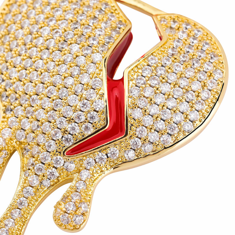 Broke Heart Hip-Hop Pendant Necklace with Zirconia