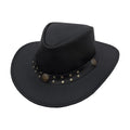 GARGOYLE BELLS Brown Leather Cowboy Western Hat for Men