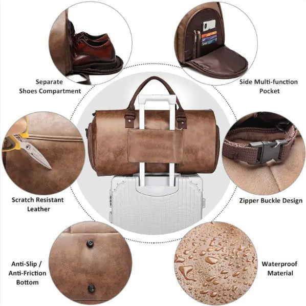Geestock PU Leather Garment Travel Bag
