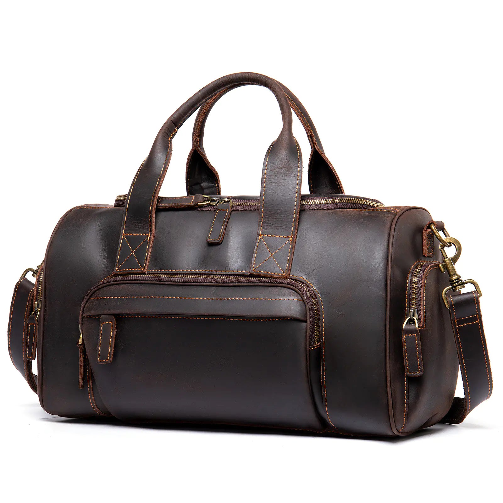 Handmade Retro Leather Men's Luggage Bag - Large Capacity