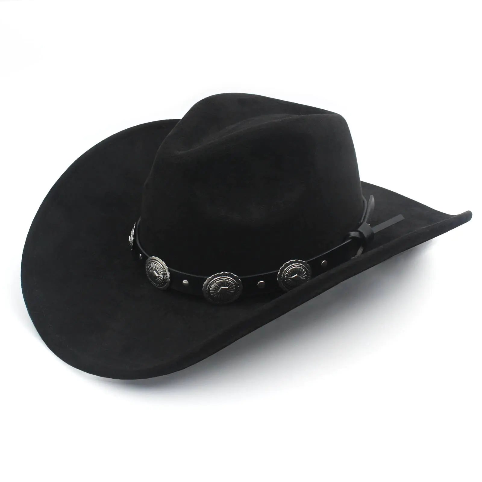LIDHAY Cowboy Hat for Men Western Suede Hat Wide Brim Cowboy Cowgirl Hat 726XG Black
