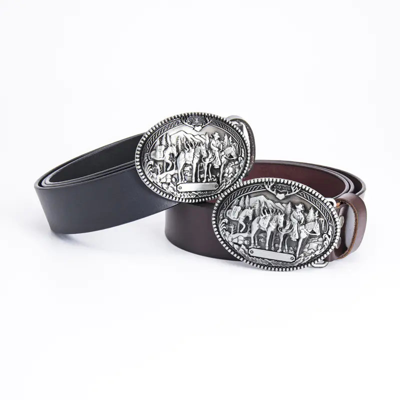 Retro Punk Leather Belt for Men - Western Style Gift