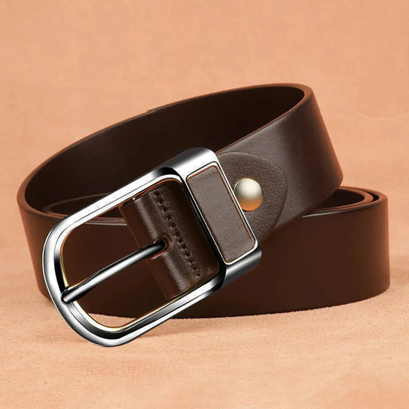 Vintage Buckle Leather Belt for Men's Casual Pants