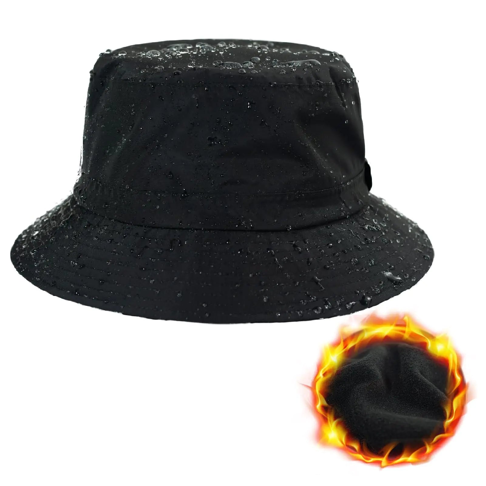 TOP-EX Oversized Large Winter Bucket Hat for Men Rain Waterproof Fleece Lined Hiking Fishing Outdoor Cold Weather XX-Large X-Large XL XXL Black