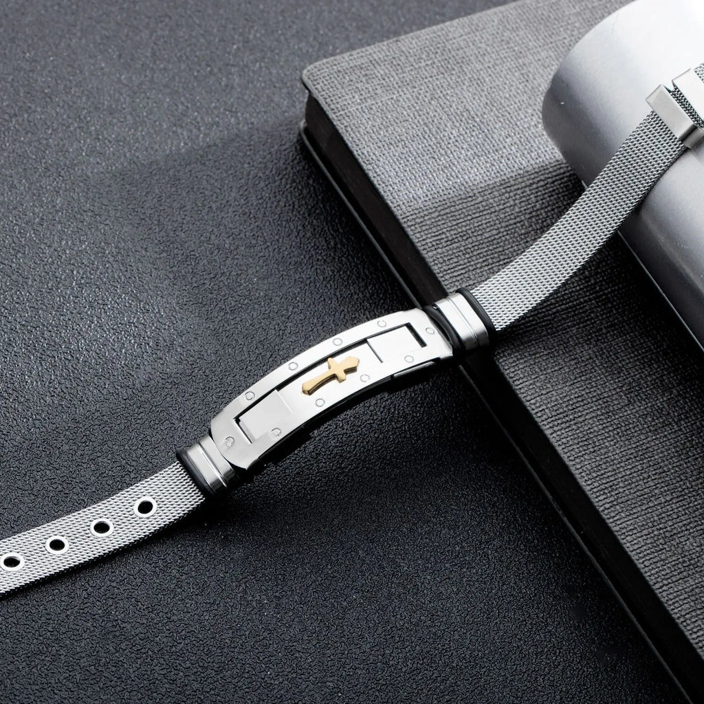Titanium Steel Cross Bracelet for Men